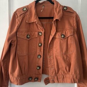Free People Orange Denim Jacket